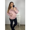 Svetr oversize dlouhý rukáv dámský nadrozměr (3XL/4XL/5XL ONE SIZE) ITALSKá MODA IM723KAILA/DU (Velikost 3XL/4XL, Barva modrá petrolejová)