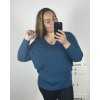 Svetr oversize dlouhý rukáv dámský nadrozměr (3XL/4XL/5XL ONE SIZE) ITALSKá MODA IM723KAILA/DU (Velikost 3XL/4XL, Barva modrá petrolejová)