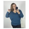 Svetr oversize dlouhý rukáv dámský nadrozměr (3XL/4XL/5XL ONE SIZE) ITALSKá MODA IM723KAILA/DU (Velikost 3XL/4XL, Barva modrá petrolejová)