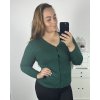 Svetr na knoflíky dlouhý rukáv dámský (M/L ONE SIZE) ITALSKá MODA IM723EVELIN/DU (Velikost M/L, Barva zelená smaragdová)