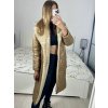 Kabát zimní s beránkem dlouhý rukáv dámský (S/M ONE SIZE) ITALSKÁ MÓDA IMWK233942/DU (Velikost S/M/L, Barva béžová)
