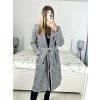 Kabát flaušový dlouhý rukáv dámský (S/M/L ONE SIZE) ITALSKÁ MÓDA IMWD233932/DU (Velikost M/L, Barva Černo-bílá)
