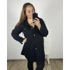 Podzimní kabát s kapucí knoflíky dlouhý rukáv dámský nadrozměr (2XL/3XLONE SIZE) ITALSKÁ MODA IM423MEREDIT/DU (Velikost 2XL/3XL, Barva Černá)