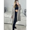 Kabát flaušový s podšívkou s kapucí dlouhý rukáv dámský (S/M ONE SIZE) ITALSKÁ MÓDA IMWK233939/DUR (Velikost S/M/L, Barva béžová)
