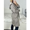 Kabát flaušový s podšívkou s kapucí dlouhý rukáv dámský (S/M ONE SIZE) ITALSKÁ MÓDA IMWK233939/DUR (Velikost S/M/L, Barva béžová)