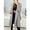 Kabát flaušový s podšívkou s kapucí dlouhý rukáv dámský (S/M ONE SIZE) ITALSKÁ MÓDA IMWK233939/DUR (Velikost S/M/L, Barva béžová)