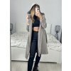 Kabát flaušový s podšívkou s kapucí dlouhý rukáv dámský (S/M ONE SIZE) ITALSKÁ MÓDA IMWK233939/DUR (Velikost S/M/L, Barva béžová)