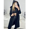 Kabát flaušový s podšívkou s kapucí dlouhý rukáv dámský (S/M ONE SIZE) ITALSKÁ MÓDA IMWK233939/DUR (Velikost S/M/L, Barva béžová)