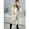 Kabát flaušový s podšívkou s kapucí dlouhý rukáv dámský (S/M ONE SIZE) ITALSKÁ MÓDA IMWK233939/DUR (Velikost S/M/L, Barva béžová)