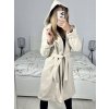 Kabát flaušový s podšívkou s kapucí dlouhý rukáv dámský (S/M ONE SIZE) ITALSKÁ MÓDA IMWK233939/DUR (Velikost S/M/L, Barva béžová)