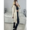 Kabát flaušový s podšívkou s kapucí dlouhý rukáv dámský (S/M ONE SIZE) ITALSKÁ MÓDA IMWK233939/DUR (Velikost S/M/L, Barva béžová)