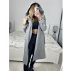 Kabát flaušový s podšívkou s kapucí dlouhý rukáv dámský (S/M ONE SIZE) ITALSKÁ MÓDA IMWK233939/DUR (Velikost S/M/L, Barva béžová)