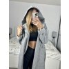 Kabát flaušový s podšívkou s kapucí dlouhý rukáv dámský (S/M ONE SIZE) ITALSKÁ MÓDA IMWK233939/DUR (Velikost S/M/L, Barva béžová)