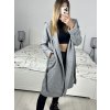 Kabát flaušový s podšívkou s kapucí dlouhý rukáv dámský (S/M ONE SIZE) ITALSKÁ MÓDA IMWK233939/DUR (Velikost S/M/L, Barva béžová)