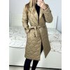 Kabát prošívaný dlouhý rukáv dámský (S/M ONE SIZE) ITALSKÁ MÓDA IMWAA233775/DU (Velikost S/M/L, Barva béžová)