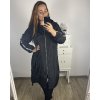 Bunda/kabát dlouhá s kapucí dámská nadrozměr (XL/2XL/3XL ONE SIZE) ITALSKÁ MÓDA IM423LIFES/DU (Velikost XL/2XL, Barva Černá)