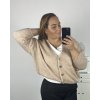 Svetr pletený oversize na knoflíčky dlouhý rukáv dámský nadrozměr Alessandra  (3XL/4XL/5XLONE SIZE) ITALSKÁ MÓDA IMWC233944/DR (Velikost 3XL/4XL, Barva béžová)