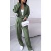 Souprava/komplet elegantní kalhoty dlouhé a sako dlouhý rukáv dámská (S/M ONE SIZE) ITALSKÁ MÓDA IMD23204/DU (Velikost S/M/L, Barva Černá)