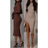 Šaty úpletové s rolákem dlouhý rukáv dámské (S/M ONE SIZE) ITALSKÁ MÓDA IMWGB233992/DU (Velikost S/M/L, Barva Černá)