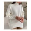 Svetr oversize s rolákem dlouhý rukáv dámské (M/L ONE SIZE) FRANCOUZSKÁ MÓDA FMWT23DT55559/DU (Velikost M/L, Barva béžová)