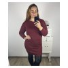 Šaty svetrové dlouhý rukáv dámské nadrozměr (XL/2XL/3XL ONE SIZE) ITALSKÁ MÓDA IM423ANTONIE/DU (Velikost 2XL/3XL, Barva vínová)