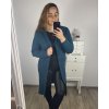 Cardigan dlouhý dlouhý rukáv dámský nadrozměr (2XL/3XL ONE SIZE) ITALSKÁ MÓDA IM423VIOLETTA/DU (Velikost 2XL/3XL, Barva modrá petrolejová)