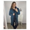 Cardigan dlouhý dlouhý rukáv dámský nadrozměr (2XL/3XL ONE SIZE) ITALSKÁ MÓDA IM423VIOLETTA/DU (Velikost 2XL/3XL, Barva modrá petrolejová)