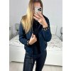 Bunda podzimní s kapucí dlouhý rukáv dámská (S-2XL) ITALSKÁ MÓDA IMWB23B8098/DU (Velikost S, Barva tmavě modrá)