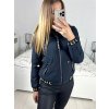 Bunda podzimní s kapucí dlouhý rukáv dámská (S-2XL) ITALSKÁ MÓDA IMWB23B8098/DU (Velikost S, Barva tmavě modrá)