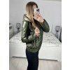 Bunda podzimní  s kapucí dámská (XS-XL) POLSKÁ MóDA PMWC23B8219-11 (Velikost XS, Barva zelená khaki)