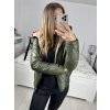 Bunda podzimní  s kapucí dámská (XS-XL) POLSKÁ MóDA PMWC23B8219-11 (Velikost XS, Barva zelená khaki)