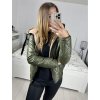 Bunda podzimní  s kapucí dámská (XS-XL) POLSKÁ MóDA PMWC23B8219-11 (Velikost XS, Barva zelená khaki)