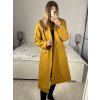 Kabát flaušový dlouhý dámský (S-XL) ITALSKÁ MÓDA IMD22901-1/DU (Velikost XL, Barva žlutá hořčicová)