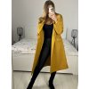 Kabát flaušový dlouhý dámský (S-XL) ITALSKÁ MÓDA IMD22901-1/DU (Velikost XL, Barva žlutá hořčicová)