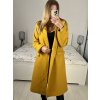 Kabát flaušový dlouhý dámský (S-XL) ITALSKÁ MÓDA IMD22901-1/DU (Velikost XL, Barva žlutá hořčicová)