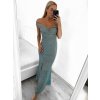 Šaty extra dlouhé elegantní společenské třpytivé carmen dámské (S/M ONE SIZE) ITALSKÁ MÓDA IMM22FUZZY/DU