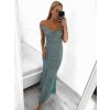 Šaty extra dlouhé elegantní společenské třpytivé carmen dámské (S/M ONE SIZE) ITALSKÁ MÓDA IMM22FUZZY/DU