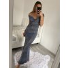Šaty extra dlouhé elegantní společenské třpytivé carmen dámské (S/M ONE SIZE) ITALSKÁ MÓDA IMM22FUZZY/DU