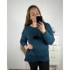 Svetr prodloužený s přívěskem dlouhý rukáv dámský nadrozměr (3XL/4XL ONE SIZE) ITALSKÁ MÓDA IM323NECK/DU (Velikost 3XL/4XL, Barva modrá petrolejová)