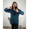 Svetr prodloužený s přívěskem dlouhý rukáv dámský nadrozměr (3XL/4XL ONE SIZE) ITALSKÁ MÓDA IM323NECK/DU (Velikost 3XL/4XL, Barva modrá petrolejová)