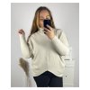 Svetr s dlouhým rukávy dámský nadrozměr (4XL/5XL ONE SIZE) ITALSKÁ MÓDA IMS23LEXI/DU (Velikost 4XL/5XL, Barva béžová)