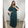 Šaty dlouhé elegantní společenské krátký rukáv dámské nadrozměr (2XL/3XL ONE SIZE) ITALSKá MóDA IM423ISABELA/DU (Velikost 2XL/3XL, Barva Černá)
