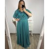 Šaty dlouhé elegantní společenské krátký rukáv dámské nadrozměr (2XL/3XL ONE SIZE) ITALSKá MóDA IM423ISABELA/DU (Velikost 2XL/3XL, Barva Černá)