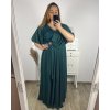 Šaty dlouhé elegantní společenské krátký rukáv dámské nadrozměr (2XL/3XL ONE SIZE) ITALSKá MóDA IM423ISABELA/DU (Velikost 2XL/3XL, Barva Černá)