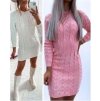 Šaty teplé pletené dlouhý rukáv dámské (S/M ONE SIZE) ITALSKÁ MÓDA IMWBL23011/DUR (Velikost S/M/L, Barva béžová)