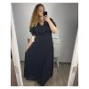 Šaty dlouhé elegantní společenské krátký rukáv dámské nadrozměr (L/XL/2XL ONE SIZE) ITALSKá MóDA IM423BRENDA/DR