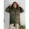 Bunda  s kapucí dámská nadrozměr (3XL/4XL ONE SIZE) ITALSKÁ MÓDA IM423683/DUR (Velikost 3XL/4XL, Barva zelená)