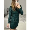 Šaty elegantní třpytivé s flitry dlouhý rukáv dámské (S/M ONE SIZE) ITALSKÁ MÓDA IMWGB234057/DU (Velikost S/M/L, Barva béžová)