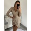 Šaty elegantní třpytivé s flitry dlouhý rukáv dámské (S/M ONE SIZE) ITALSKÁ MÓDA IMWGB234056/DUR (Velikost S/M/L, Barva Černá)