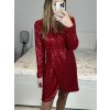 Šaty elegantní třpytivé s flitry dlouhý rukáv dámské (S/M ONE SIZE) ITALSKÁ MÓDA IMWGB234056/DUR (Velikost S/M/L, Barva Černá)